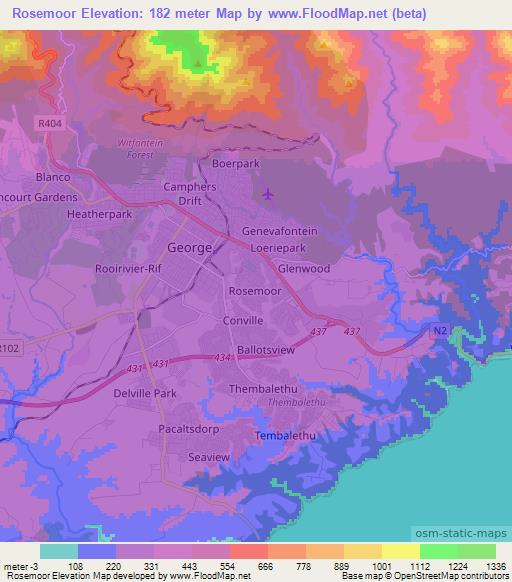 Rosemoor,South Africa Elevation Map