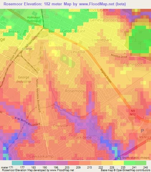 Rosemoor,South Africa Elevation Map