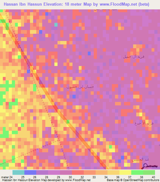 Hassan Ibn Hassun,Iraq Elevation Map