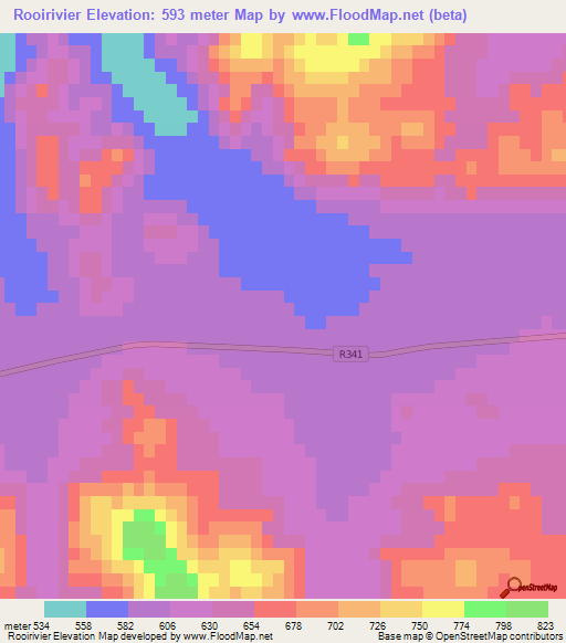 Rooirivier,South Africa Elevation Map