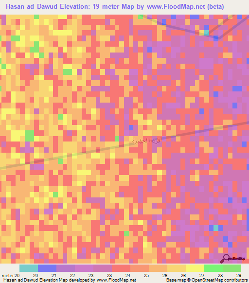 Hasan ad Dawud,Iraq Elevation Map