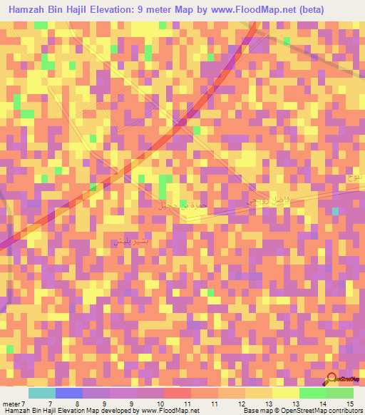 Hamzah Bin Hajil,Iraq Elevation Map