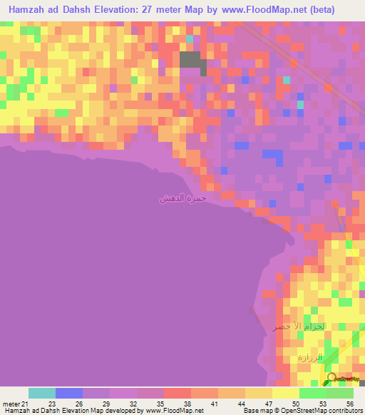 Hamzah ad Dahsh,Iraq Elevation Map