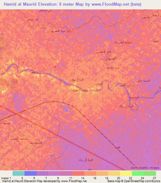 Hamid al Maurid,Iraq Elevation Map