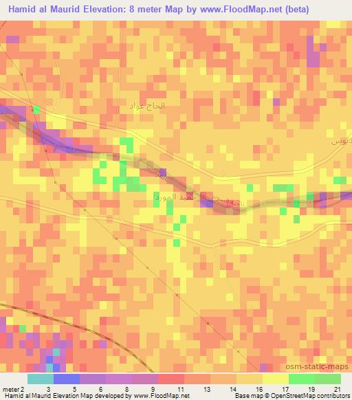 Hamid al Maurid,Iraq Elevation Map