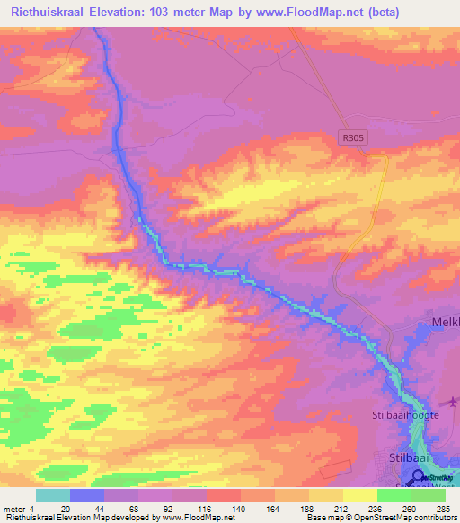 Riethuiskraal,South Africa Elevation Map