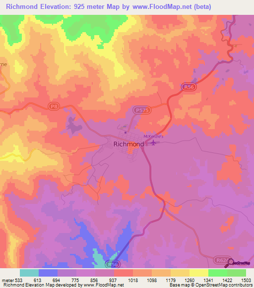 Richmond,South Africa Elevation Map