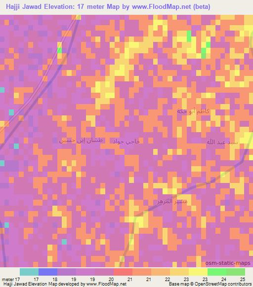 Hajji Jawad,Iraq Elevation Map