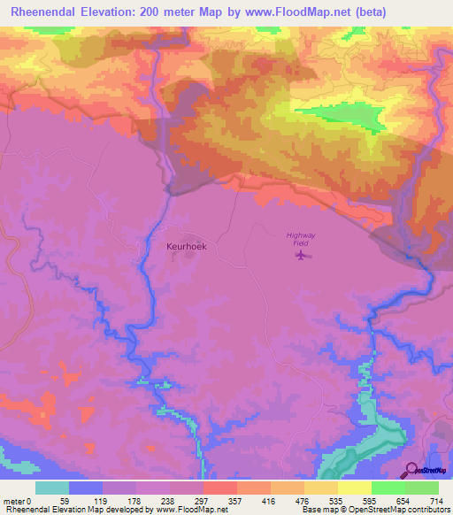 Rheenendal,South Africa Elevation Map