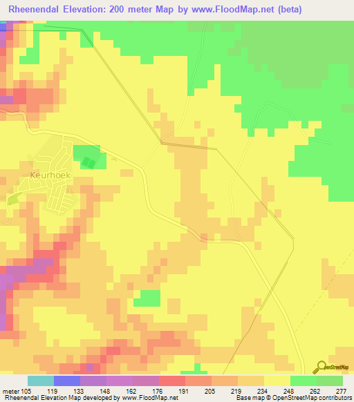 Rheenendal,South Africa Elevation Map