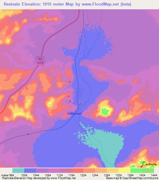 Restvale,South Africa Elevation Map