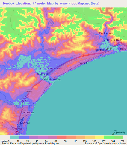 Reebok,South Africa Elevation Map