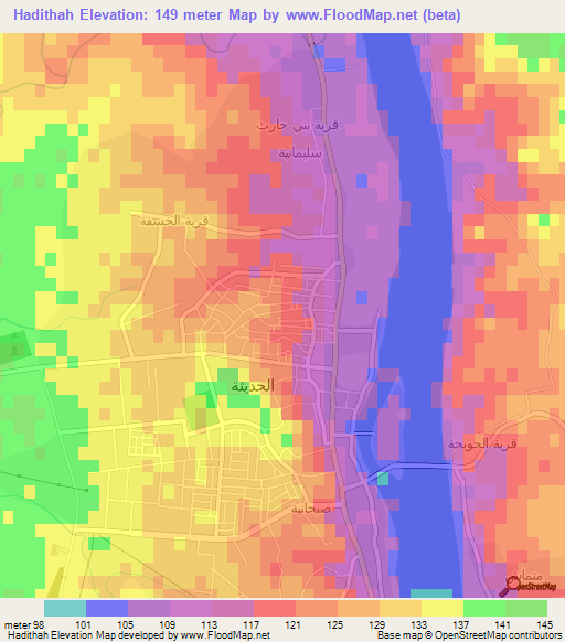 Hadithah,Iraq Elevation Map