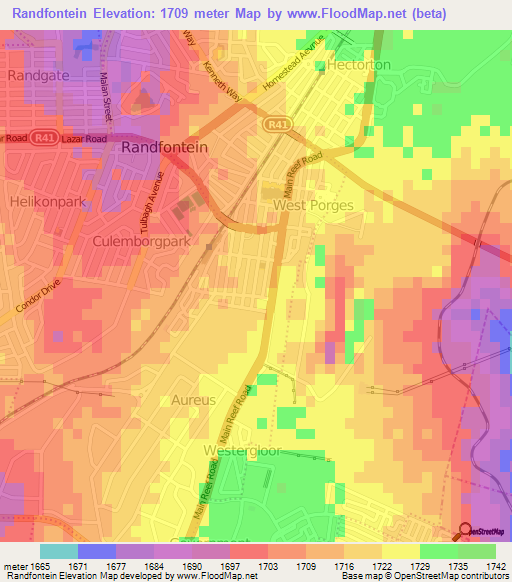 Randfontein,South Africa Elevation Map