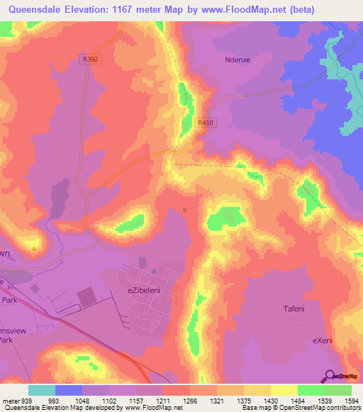 Queensdale,South Africa Elevation Map