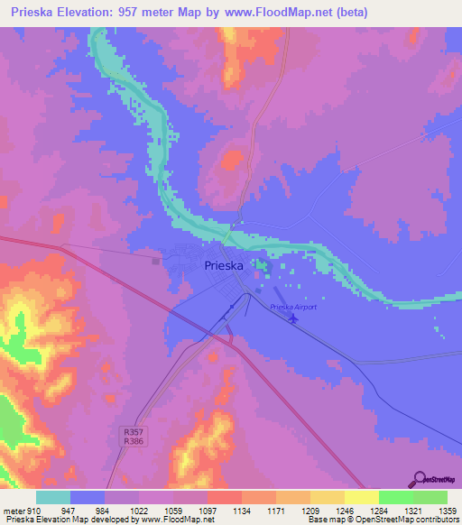 Prieska,South Africa Elevation Map