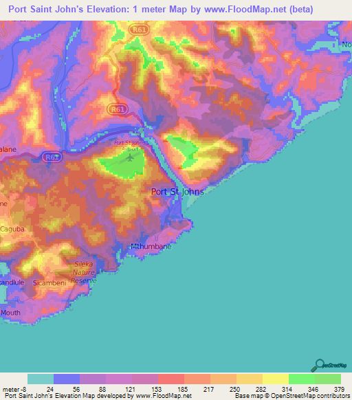 Port Saint John's,South Africa Elevation Map