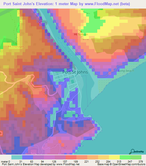 Port Saint John's,South Africa Elevation Map