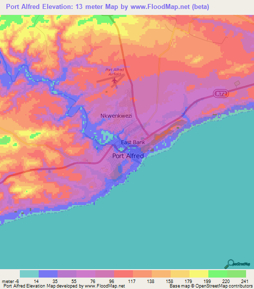 Port Alfred,South Africa Elevation Map