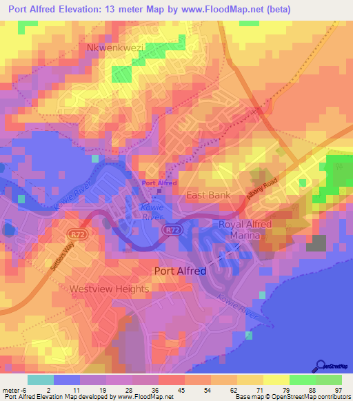 Port Alfred,South Africa Elevation Map