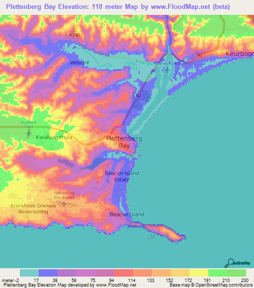 Plettenberg Bay,South Africa Elevation Map