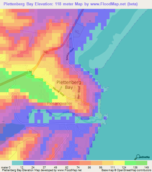 Plettenberg Bay,South Africa Elevation Map