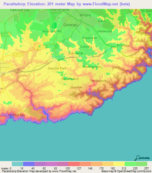 Pacaltsdorp,South Africa Elevation Map