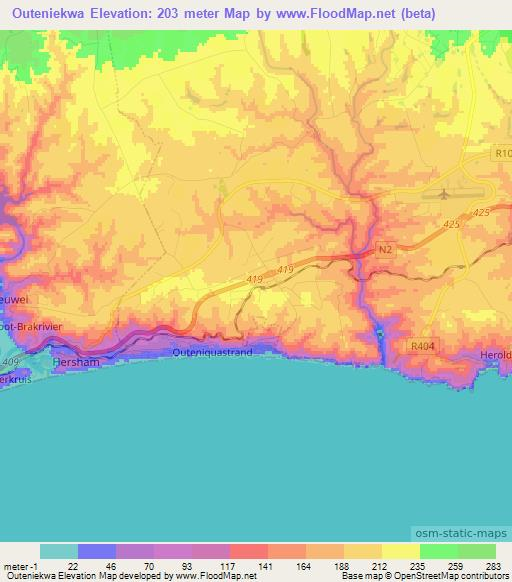 Outeniekwa,South Africa Elevation Map