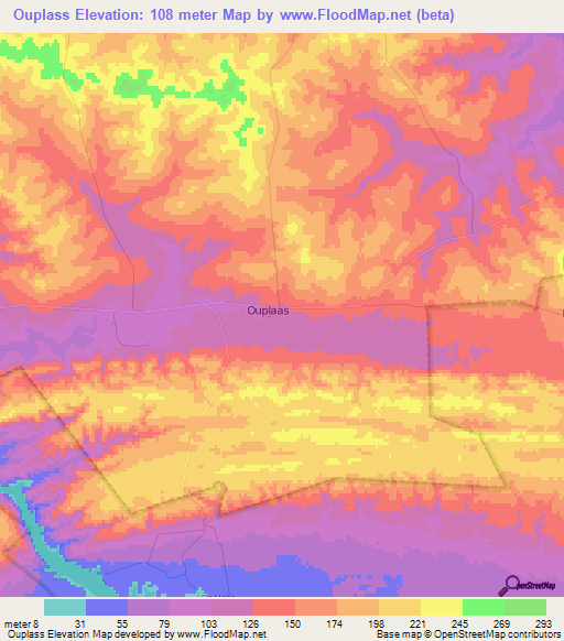 Ouplass,South Africa Elevation Map