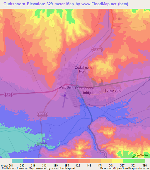 Oudtshoorn,South Africa Elevation Map