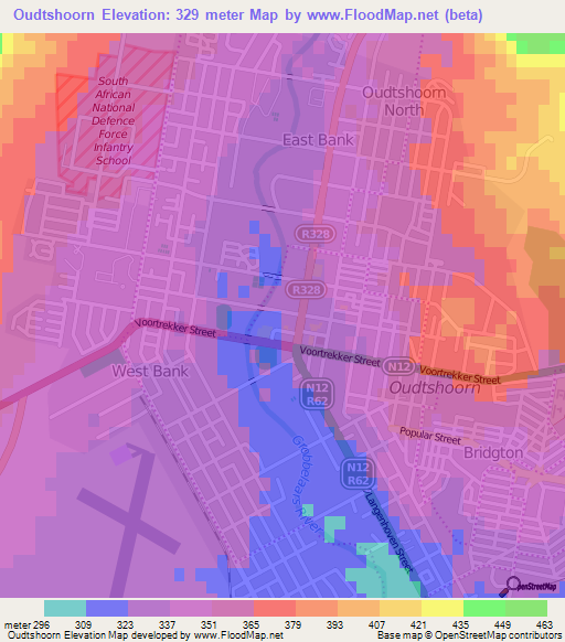 Oudtshoorn,South Africa Elevation Map