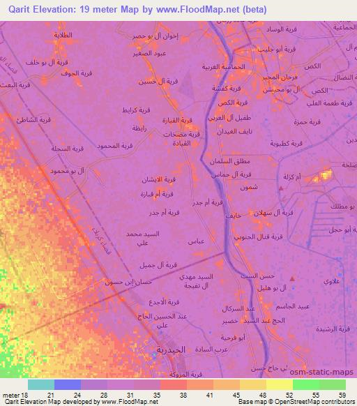 Qarit,Iraq Elevation Map