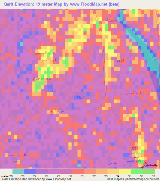 Qarit,Iraq Elevation Map