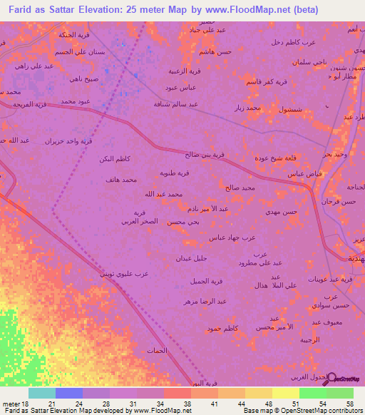 Farid as Sattar,Iraq Elevation Map