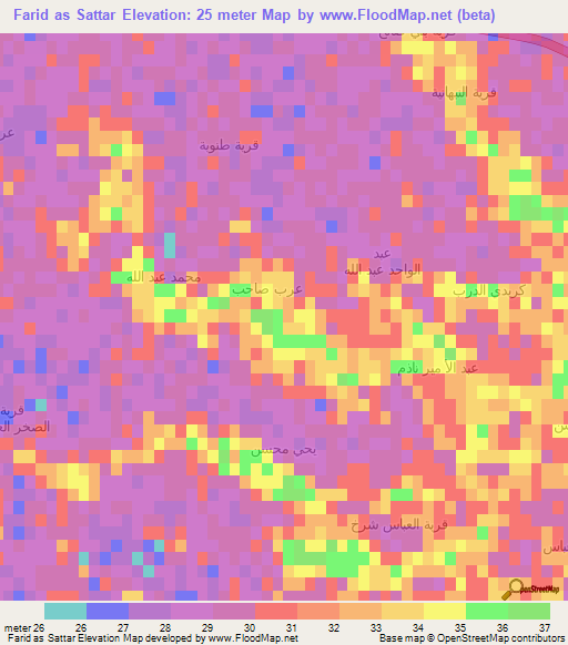 Farid as Sattar,Iraq Elevation Map