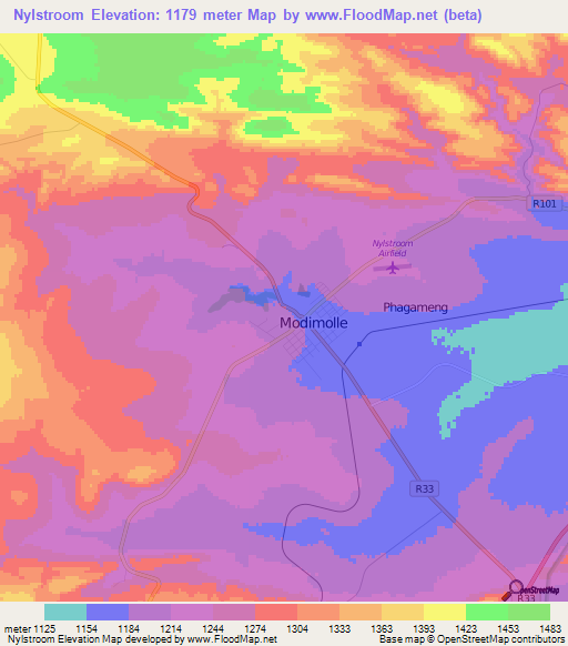 Nylstroom,South Africa Elevation Map