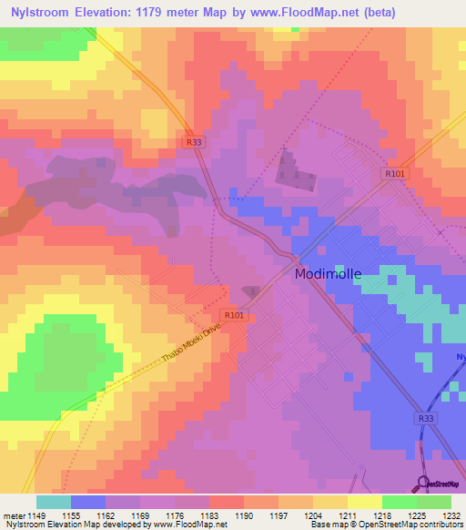 Nylstroom,South Africa Elevation Map