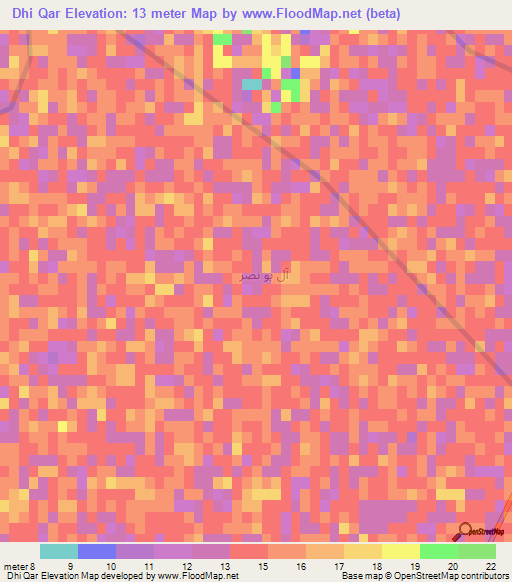 Dhi Qar,Iraq Elevation Map