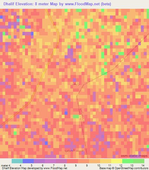 Dhalif,Iraq Elevation Map