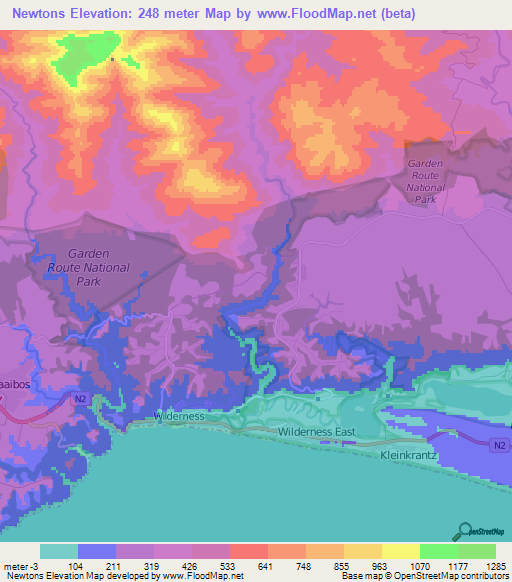 Newtons,South Africa Elevation Map