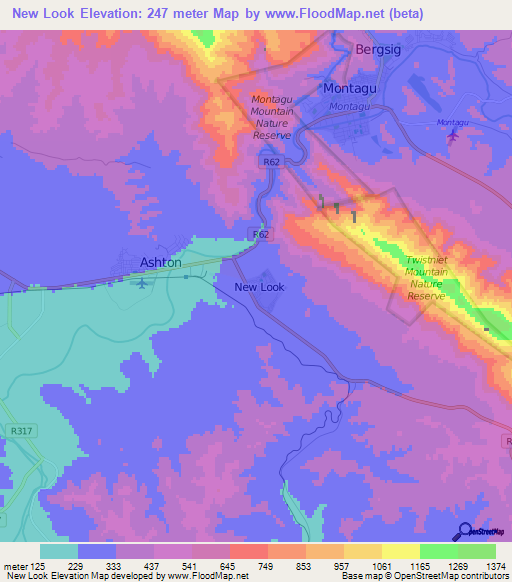 New Look,South Africa Elevation Map