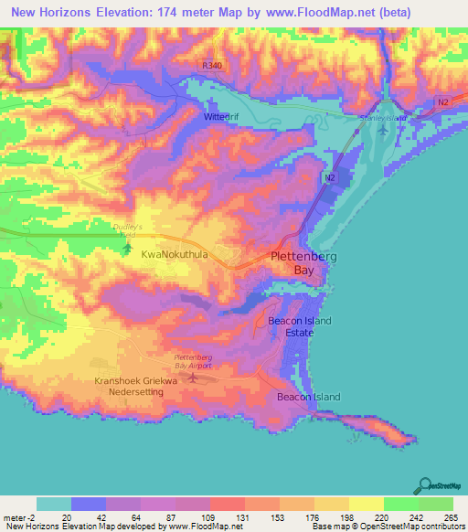 New Horizons,South Africa Elevation Map