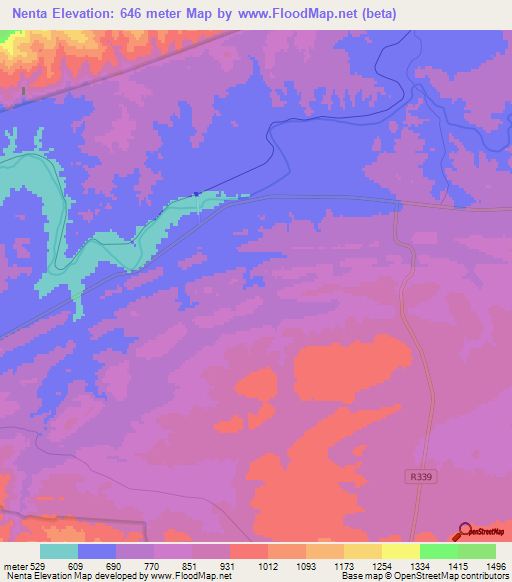 Nenta,South Africa Elevation Map