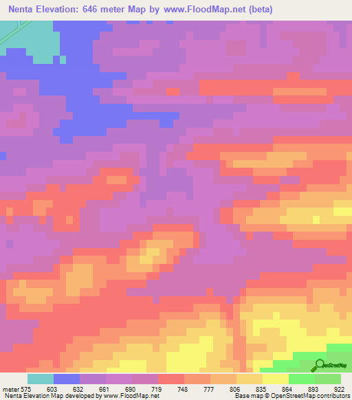 Nenta,South Africa Elevation Map