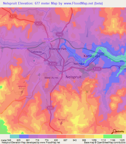 Nelspruit,South Africa Elevation Map