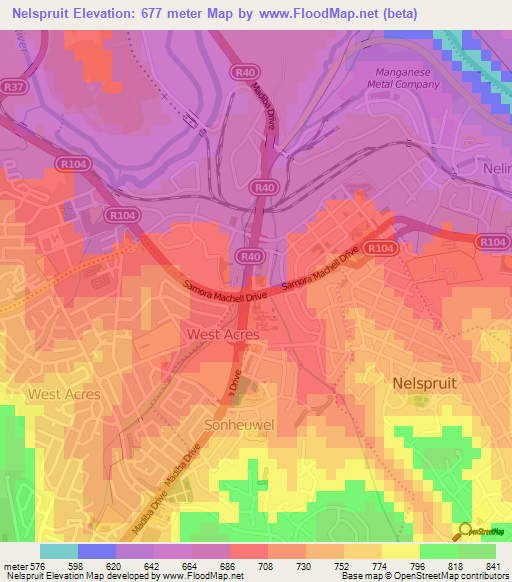 Nelspruit,South Africa Elevation Map