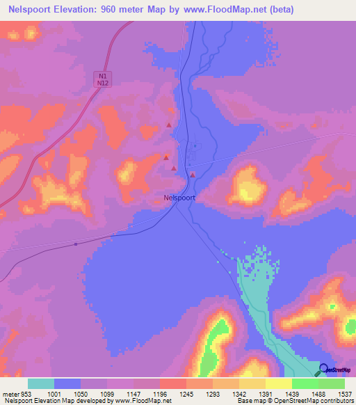 Nelspoort,South Africa Elevation Map