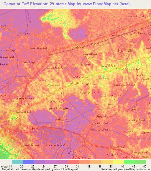 Qaryat at Taff,Iraq Elevation Map