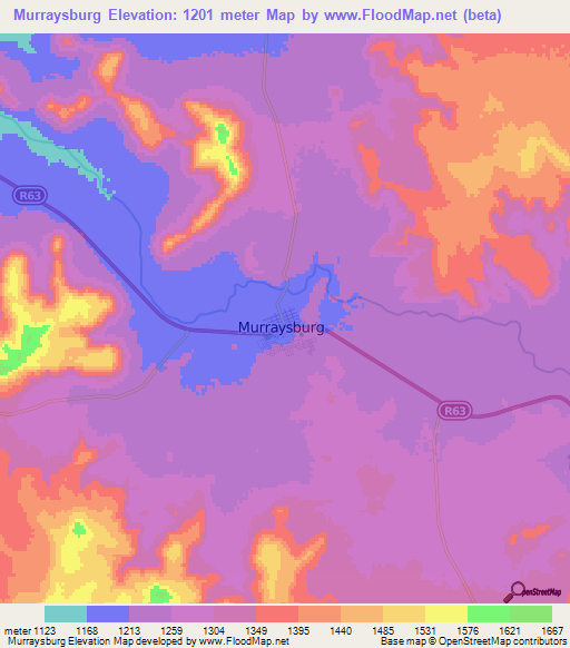 Murraysburg,South Africa Elevation Map