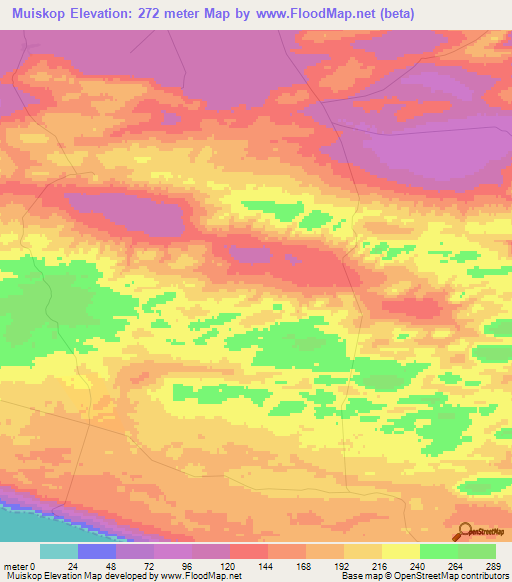 Muiskop,South Africa Elevation Map